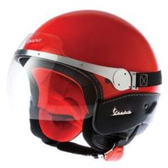 the helmet is red and black with silver accents on it's face, as well as visor