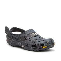 Crocs-Batman Batmobile Classic Clog Casual days call for a comfortable style and the Batman Batmobile Classic clogs from Crocs will add a fun pop to the supportive style! This pair is designed to look like your favorite superhero's getaway car. The uppers features the cartoon character's popular emblem, while intricate details along the midsole highlight parts of the iconic vehicle. Crafted with Iconic Crocs Comfort so each step feels better than the last, as well as a lightweight Croslite material, open holes for breathability, and a pivoting strap for easy access. Batman Crocs, Batman Shoes, Batman Batmobile, Getaway Car, Comfortable Fashion, Cartoon Characters, Clogs, Batman, Black