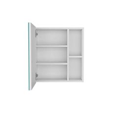 an empty white shelf with glass shelves