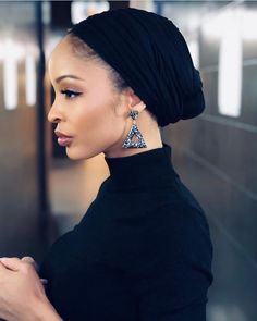 Black Women Turban, Black Headwrap, Turban Mode, Black Turban, Women Turban, Wrap Turban, Estilo Hijab, Stile Hijab