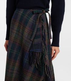 Find RALPH LAUREN Polo Fringed Plaid Wool-blend Wrap Skirt on Editorialist. Material: 68% wool, 26% polyamide, 6% other fibres. Care instructions: dry clean. Made in the Philippines. Designer color name: Plaid Multi. Denim Wrap Skirt, Ralph Lauren Skirts, Soft Gamine, Wool Wrap, Floral Shoes, Fringe Skirt, Dress Home, Black Midi Skirt, Mens Scarves