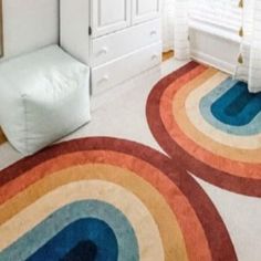 Make your kid's room smile with this awesome Retro Rainbow Rug! Bring some playful colors and comfort with its plush polyester and stand out from the crowd with this groovy throwback style. The perfect addition to any bedroom or nursery!  Sizes:   15.74 x 23.62 inches (40cm x 60cm)  23.62 x 35.43 inches (60cm x 90cm)  39.37 x 47.42 inches (100cm x 120cm)  39.37 x 62.99 inches (100cm x 160cm) Playful Colors, Rainbow Rug, Retro Rainbow, Kids' Room, X 23, Kids Room, Nursery, Make Your, Rainbow