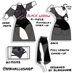 the instructions for how to make a black widow cosplay costume from dc comics