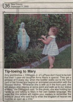 an article in the news about mary and jesus's birth, as well as pictures of their children