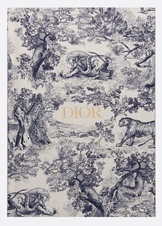 the front cover of dior's new book, which features an image of animals and trees