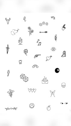 various hand drawn symbols on a white background