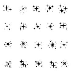 black and white stars are arranged in the shape of different shapes on a white background