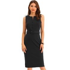 Elevate your style in this sheath dress made of soft fabric. V-neck and bodycon fit lead into a midi-length silhouette for a truly elegant and textured look. Pair it with high heels for a fascinating, charming, and glamorous figure. Stylish and you can match it with jackets or blazers. Suitable for spring/summer and for many occasions, such as Work, Office, Coffee Shop, Daily, Date, Weekend, etc. Award Ceremony Outfit Professional, Black Sheath Dresses For Office, Black Sheath Dress For Career, Black Sheath Mini Dress For Work, Fitted Sheath V-neck Dress For Office, Black Dress For Work, Spring Office Sheath V-neck Dress, Professional Dresses For Work, Corporate Outfit