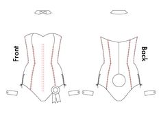 the front and back views of a corset