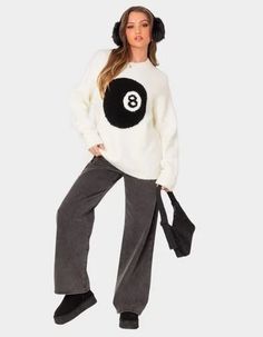 Cute Sweaters for Women | Tillys Oversized Chunky Knit Sweater, Eight Ball, Cozy Oversized Sweaters, Visionary Fashion, Sweater Chunky, Oversize Sweater, Future Style, Graphic Sweaters, Chunky Knit Sweater