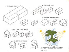 the diagram shows how to make an object with different shapes and sizes, including two cubes