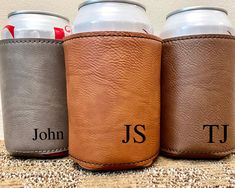 Awesome Personalized Can Cooler! Laser Engraved with the names or initials you add! Perfect Gift for Groomsmen, Bachelor Parties, or Christmas gifts! Wedding Gifts For Groomsmen Coolers, Hunting Groomsmen Gifts, Groomsmen Proposals, Rehearsal Dinner Gift, Engraved Groomsmen Gifts, Groomsmen Boxes, Wedding Beer, Favors For Wedding, Beer Can Holder