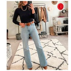 Long Sleeve Black Bodysuit New With Tags Style In Your 30s, Business Casual Jeans, Jeans Outfit For Work, Outfits Jeans, Inspiration For Women, 30s Fashion, Business Casual Outfits For Women, Office Outfits Women, Body Suit Outfits