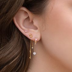 Introducing our enchanting Starry Night Dangle Earrings. With a charming 2-star stud and a dangle backing adorned with celestial detailing, this piece will have you shining as bright as the evening sky. In a beautiful fusion of dreamy design and twinkling elegance, our Starry Night Dangle Earrings will be a piece you'l Dainty Chain Earrings, Dainty Star Charm Drop Earrings, Elegant Star-shaped Jewelry With Dangling Charms, Celestial Style Drop Earrings With Dangling Charms, Minimalist Ear Piercings, Dreamy Design, Earrings Outfit, Ear Art, Double Earrings