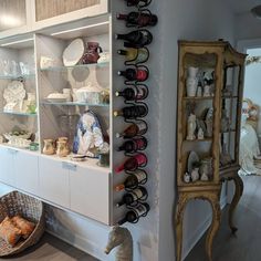 a display case filled with lots of wine glasses