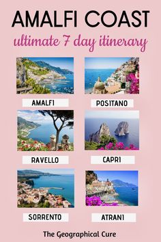 Pinterest pin for one week in Amalfi Island Of Capri, Holiday Travel Destinations, Europe Holidays