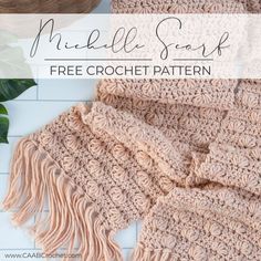 a crocheted scarf with text overlay that says, free crochet pattern