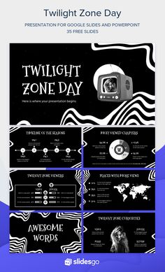 the twilight zone day flyer is shown in black and white