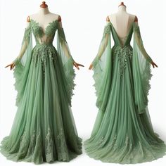 Forest Themed Outfit, Acotar Dress, Green Fantasy Dress, Game Of Thrones Dress, Elegant Summer Dresses, Trendy Outfit Ideas, Best Winter Outfits, Fantasy Dresses