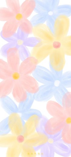 an image of colorful flowers painted in pastel colors