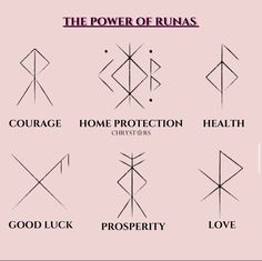 Runas for courage, Home protection, health, good luck, love, Prosperity. Made by chrystars. Runic Love Symbol, Symbol For Good Health, Runes Protection Symbols, Rune For Courage, Sigil Love Magic, Sigils And Meanings Witchcraft Protection, Good Health Sigil, Rune For Prosperity, Prosperity Rune Symbol