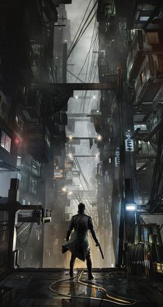 Alleyway from Deus Ex: Mankind Divided Ex Wallpaper, Deus Ex Mankind Divided, Ville Cyberpunk, Art Cyberpunk, Sci Fi City, Sci Fi Environment, Wallpaper Retro, New Retro Wave, Cyberpunk Aesthetic