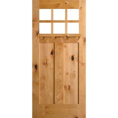 a wooden door with a glass paneled window on the front and side panels,