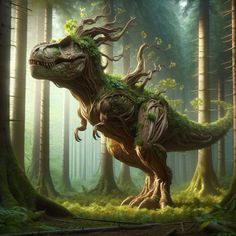 an image of a dinosaur in the woods