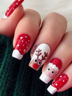 Infinity Nails, Red Christmas Nails, Festive Nail Art, Christmas Nails Acrylic