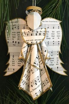 an ornament made out of sheet music