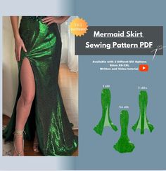 the mermaid skirt sewing pattern is available for all sizes