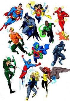 an image of some superheros in different poses