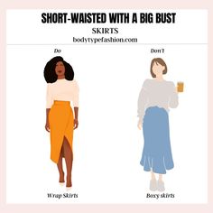 How to dress if you are short-waisted with a big bust - Fashion for Your Body Type Shoes For Short Women, Petite Hourglass Outfits, Hourglass Outfits, Curvy Casual Outfits