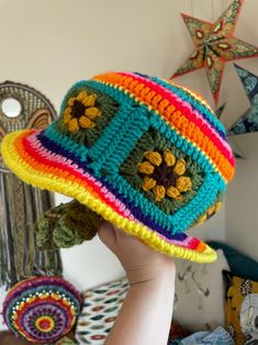 Rainbow Sunflower Hatone Size Flower Sun Hat Rainbow Sun - Etsy Festival Crochet Mini Hat With Adjustable Fit, Adjustable Crochet Mini Hats For Festivals, Adjustable Multicolor Whimsical Crochet Hat, Playful Summer Crochet Hat, Yellow Knitted Beach Hat, Playful Beach Crochet Hat, Yellow Bohemian Crochet Hat For Spring, Bohemian Knitted Sun Hat With Adjustable Fit, Bohemian Adjustable Knitted Sun Hat