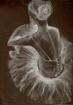 a drawing of a ballerina dancer in black and white