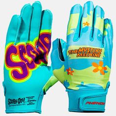 Scooby-Doo Football Gloves - VPS1 by Phenom Elite – Phenom Elite Brand Custom Football Gloves, Mystery Machine Van, The Mystery Machine, Basketball Room, Mystery Machine, Football Accessories, Football Stuff, Kids Uniforms, Football Gloves