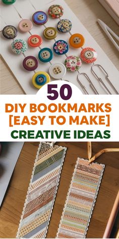 the words 50 diy bookmarks to make creative ideas