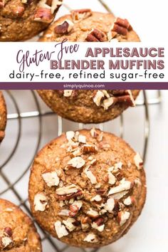 gluten free applesauce muffins with pecans on top