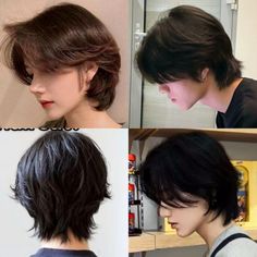 Haircuts Wolfcut Short, Middle Part Haircut Women, Short Wolfcut Back, Hairstyle For Tomboy, 2 Block Haircut Women, Short Wolfcut Hairstyle Women, Short Boyish Haircut, Haircut Wolfcut Short, Hair Cuts For Oval Face Shape Medium