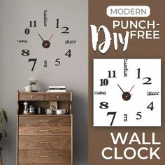 a wall clock with the words modern punch - free on it