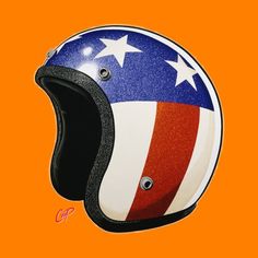 an american flag painted on a motorcycle helmet