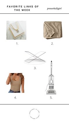 some items that are on top of a white sheet with the words favorite links of the week