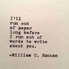 an old typewriter with the words william c hannah written in black ink on white paper