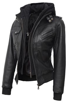 The 100 Clothes, Black Leather Jacket Outfit Women, Buckle Outfits, Womens Black Leather Jacket, Leather Jacket With Hood, Soft Design, Leather Jacket Style, Jackets Women, Mötley Crüe