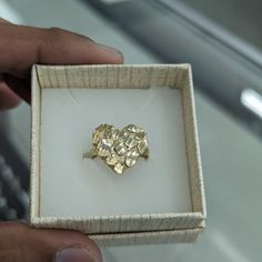 10kt Real Gold Nugget Ring Size 8.5 Weight 2.03 Gm Heart Size 18.3*16.9 Please Check The Picture Carefully To Understand The Size Of The Heart And Ring 100% Authentic Gold Not A Gold Filled Or Not A Gold Plated Never Change Color Or Never Fade Never Tarnish Comes In A Gift Box. 14k Gold Ring For Anniversary Gift, 14k Gold Ring For Anniversary, 14k Gold Heart Ring With Diamond Cut For Promise, Yellow Gold Rings For Anniversary On Valentine's Day, Yellow Gold Rings For Valentine's Day Anniversary, Gold Heart Cut Ring For Anniversary, Pretty Jewellery Rings, Gold Heart Ring For Valentine's Day Anniversary, Stamped 14k Gold Heart Ring For Anniversary