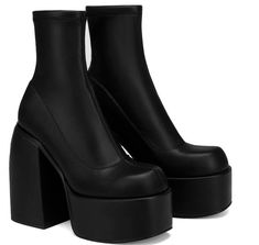 Color: Black, Size: 36CN/5.5US/3.5UK Elastic Boots, Platform Boots Chunky, Women Platform Shoes, Chunky Heels Boots, Chunky High Heels, Block Heel Shoes, White Shoes Women, Platform Heels Chunky, Boots Women Fashion