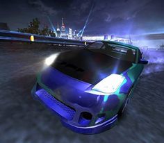 an image of a green car driving on the road at night time in need of speed underground 2