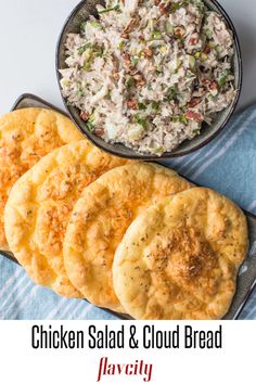 chicken salad and cloud bread is an easy side dish