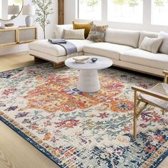 Bohemian Area Rug, Vintage Medallion, Updated Traditional, Boho Area Rug, Bohemian Area Rugs, Boho Dekor, Navy Area Rug, Large Rug, Washable Area Rugs