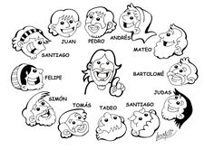 an image of cartoon faces with the names of them in spanish and english, as well as